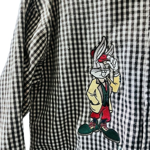 Looney Tunes Vintage 90's Embroidered Button Down Shirt Bugs Bunny Size Large - Picture 4 of 7
